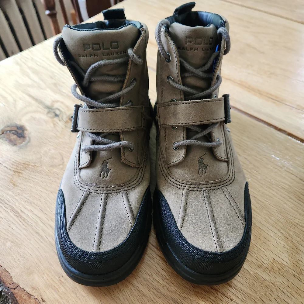 Polo Ralph Lauren Leather Boot Buckle Brandy‎ Tyrek Youth Boys Size 5.5 Brown